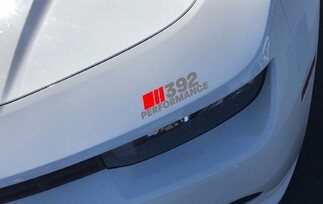 392 Performance koplamp sticker Dodge Challenger Charger HEMI SRT rood en zilver