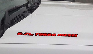 6.7L TURBO DIESEL Hood Vinyl Decal Sticker past op: Ford Powerstroke (Outline)