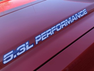 5.3L PERFORMANCE + Outline Hood, Body-stickers voor Chevy, GMC, Silverado, Sierra