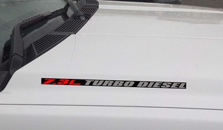 7.3L TURBO DIESEL Hood Vinyl Decal Sticker: Ford Powerstroke F250 F350 (blok) zwarte achtergrond