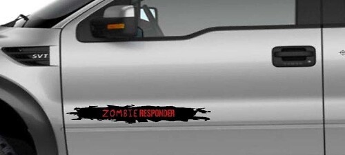Zombie Responder Distressed Stijl Zij Vinyl Decal Set voor Auto's