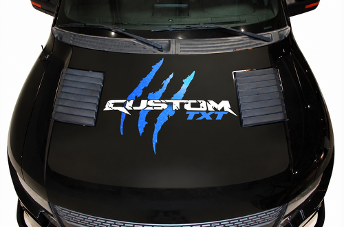 SVT CUSTOM TXT Blue Tear Graphic — Vinylsticker (motorkap) voor Ford F-150 Raptor 2010-2014