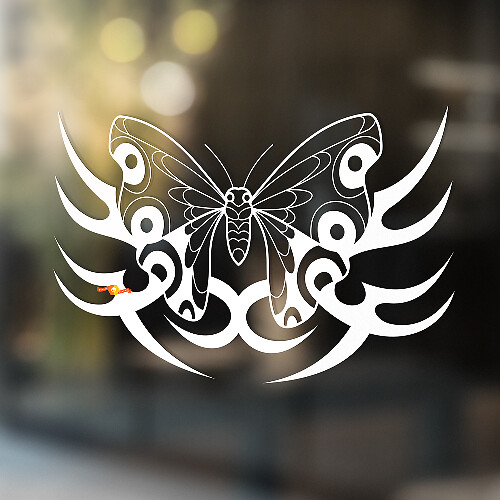 Vlinder met scherpe vleugels tribal stijl universele vinyl sticker