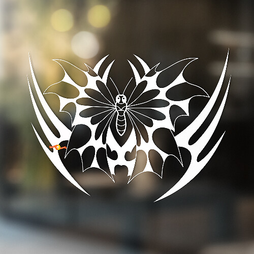 Mot met Scherpe Vleugels Tribal Stijl Universele Vinyl Decal Sticker