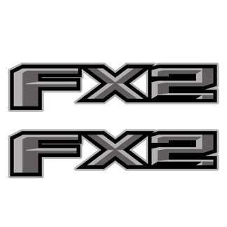 Set van 2: 2018 Ford F-150 FX2 off-road vinyl sticker pick-up truck zijbed -zilver