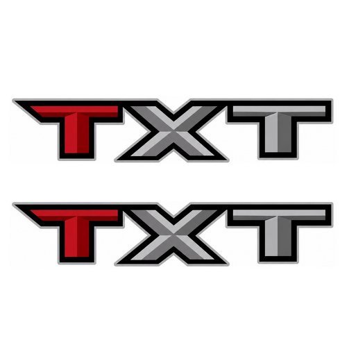 TXT Rood en Zilver Afgeschuinde Bedrand Vinyl Decal Set voor Musclecar truck XLT 2018