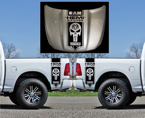 Branded Strepen Motorkap Zij Vinyl Decal Sticker voor RAM 1500