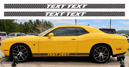 Scat Pack Style TEXT TEXT Honeycomb Stripe Set — Vinylsticker (zijkant, dorpel) voor Dodge Challenger 2011-2018