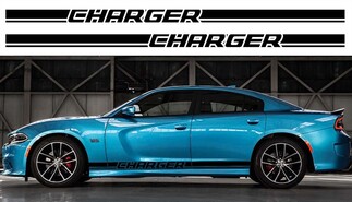2X Dodge Charger Rocker Panel-stickers Stripe Vinyl Graphics Kit 2011-2018