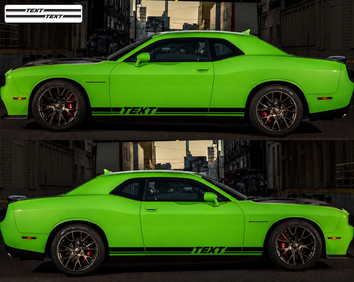 TEX Twin Rocker Stripe Paar Rocker Panel Vinyl Sticker voor Dodge Challenger 2009-2018