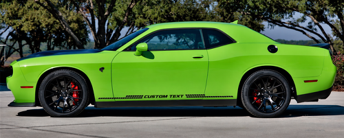 AANGEPASTE TEKST Blok Geblokte Streep Paar Rocker Panel Vinyl Decal Sticker voor Dodge Challenger 2008-2018