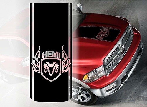 Hemi Stijl Omtrek Streep Motorkap Vinyl Decal Sticker voor RAM 1500 Rebel