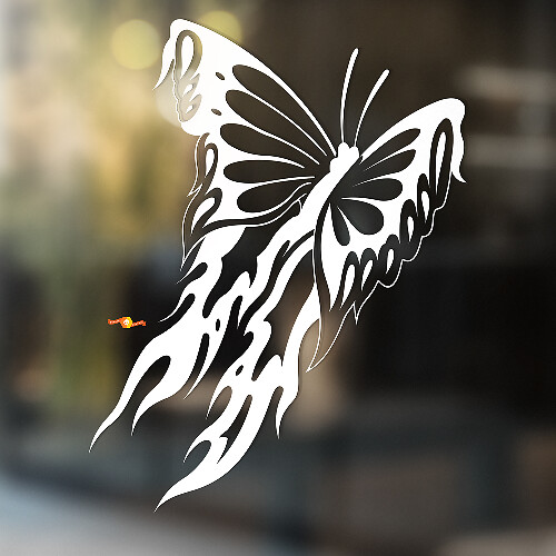 Fladderende Vlinder met Vuurvleugels Universele Vinyl Decal Sticker_1