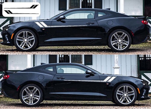 2x Chevy Camaro Hockey 2016 - 2018 zijkant Vinyl Stickers Decals graphics rally streep
