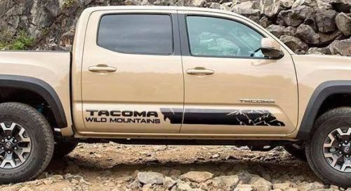 Wild Mountains Stripes Zijkant Vinyl Decal Sticker voor Toyota Tacoma 2016-2018