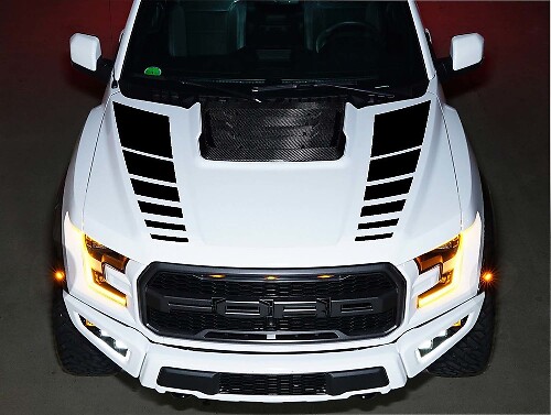 Dubbele stroboscoop motordektapijten vinyl decal kit voor Musclecar F-150 SVT 2016-2018