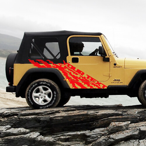 Modderspat & Aangepaste Tekst Zij Vinyl Sticker voor Jeep Wrangler 1999-2006