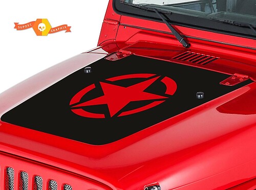 Army Star Motorkap Vinyl Decal Sticker voor Jeep Wrangler 1999-2006