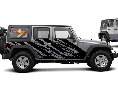 Destroyed Style Side Vinyl Decal Sticker voor Jeep Wrangler 2007-2016