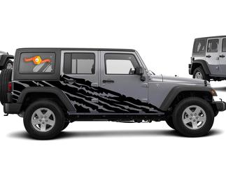 Jeep Wrangler (2007-2016) 4-deurs aangepaste vinyl stickerset - gescheurd