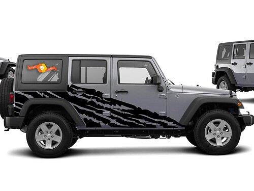 Vinylsticker met gescheurde stijl voor zijkant Jeep Wrangler 2007-2016