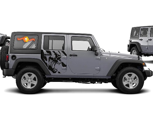 Scream Skull Zijkant Vinyl Decal Kit voor Jeep Wrangler 4-Deurs 2007-2016