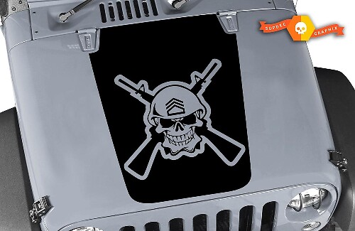 Schedel met Gekruiste Geweren Motorkap Vinyl Decal voor Jeep Wrangler 2007-2016