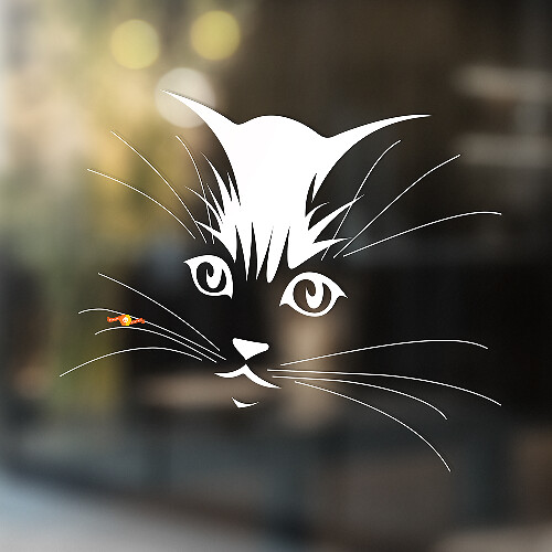 Schattige Kattengezicht Universele Vinyl Decal Sticker_1
