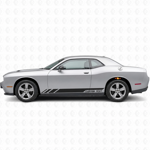 CUSTOM TEXT Triple Slant Rocker Stripe Pair Dorpel Vinylsticker voor Dodge Challenger 2009-2018