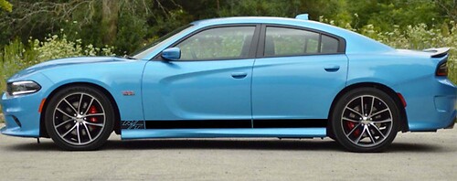 Rechte Strepen & R/T Logo Rocker Panel Vinyl Sticker voor Dodge Charger 2011-2017