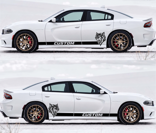 Aangepaste strepen & Wildcat logo zijvinylsticker voor Dodge Charger Hellcat 2011-2017