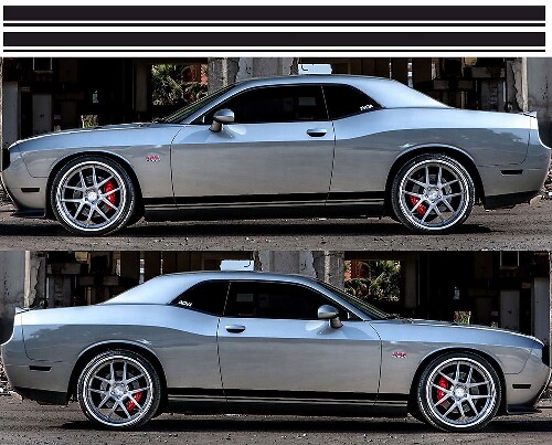 2x Zij Rally Vinyl Stickers 2 voor Dodge Challenger