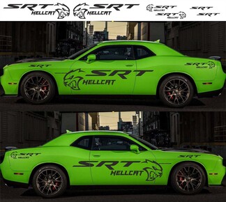 6X Dodge Challenger Hellcat SRT 2009 - 2018 Zijvinylsticker Streep