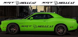 2X Dodge Challenger SRT Hellcat 2009 - 2018 Zijvinylsticker Streep