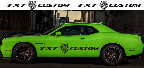 TXT CUSTOM Cat Graphic — Vinylsticker (zijkant) voor Dodge Challenger SRT, Hellcat 2009-2018