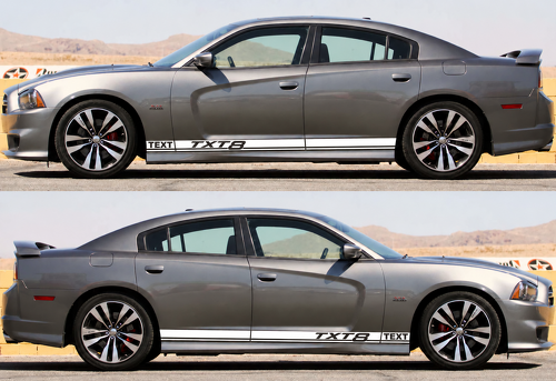 TEXT TXT8 Twin Rocker Stripe Paar Rockerpaneel Vinyl Decal Sticker voor Dodge Charger 2011-2018