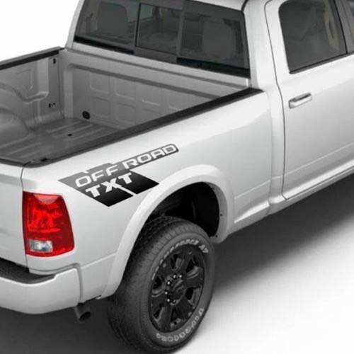 OFF ROAD TXT Twin Slash Paar Bedside Vinyl Sticker voor RAM 1500 4e Gen (DS) Rebel 2008-2024