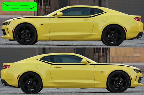 Upper Outline Spear Stripe Pair Zijkant Vinylsticker voor Chevrolet Camaro 2016-2018