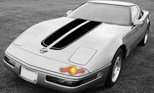 Dubbele Racing Motorkap Strepen Vinyl Decal Kit voor Chevrolet Corvette C4 1984-1996_2