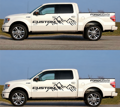 CUSTOM Mountain Graphic Pair — Vinylsticker (deur) voor Ford F-150 Raptor