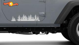 Jeep Tree forest gestanst Vinyl Deursticker PNW dennenbomen Woods Silhouette grafische auto vrachtwagen carrosserie