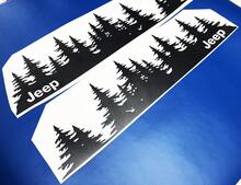 Jeep Tree forest gestanst Vinyl Deursticker PNW dennenbomen Woods Silhouette grafische auto vrachtwagen carrosserie 2