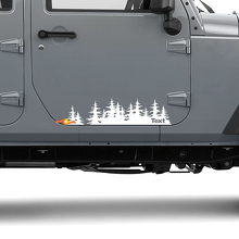 Jeep Tree forest gestanst Vinyl Deursticker PNW dennenbomen Woods Silhouette grafische auto vrachtwagen carrosserie 2