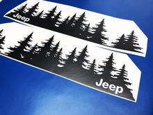 Jeep Tree forest gestanst Vinyl Deursticker PNW dennenbomen Woods Silhouette grafische auto vrachtwagen carrosserie 3