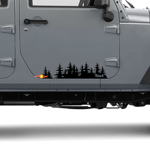 Jeep Tree forest gestanst Vinyl Deursticker PNW dennenbomen Woods Silhouette grafische auto vrachtwagen carrosserie 3