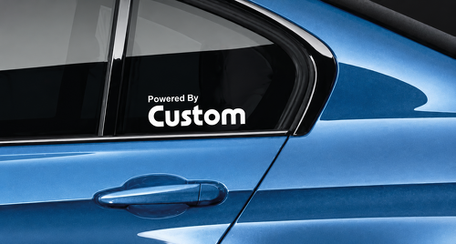 Powered By Custom 6x2.1 Inch Lettering Pair — Vinylsticker (zijruit) voor Dodge Ram 1500