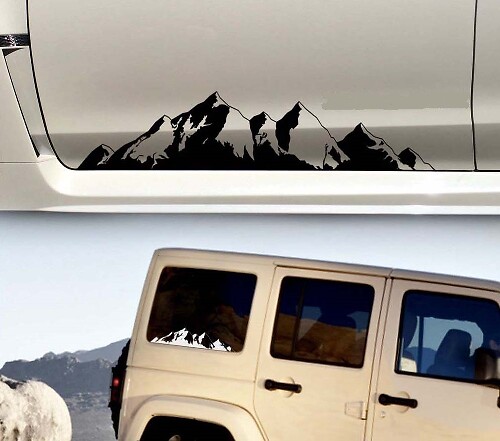 Mountain Range Silhouet Vinyl Sticker Set voor Auto Truck SUV Camper
