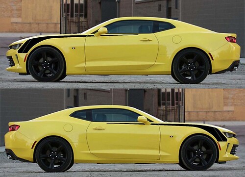 Front Hockey Stripe Pair Zijkant Voorspatbord Vinylsticker voor Chevrolet Camaro 2016-2018