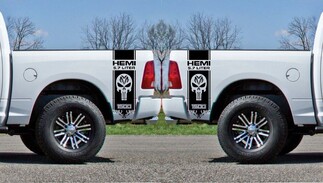 2x Dodge Hemi 5.7 liter Ram 1500 Bedzijde Vinyl Decals grafische rallystreep