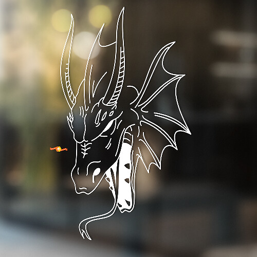 Dragon Head Outline Kunst Universele Vinyl Sticker Decal_1